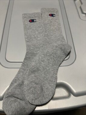Champion Gray Logo Crew Socks - Men's Casual Comfort Sz large